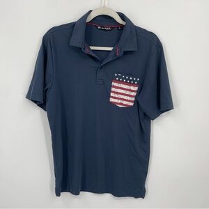 Travis Mathew American Flag golf polo Sz S navy blue